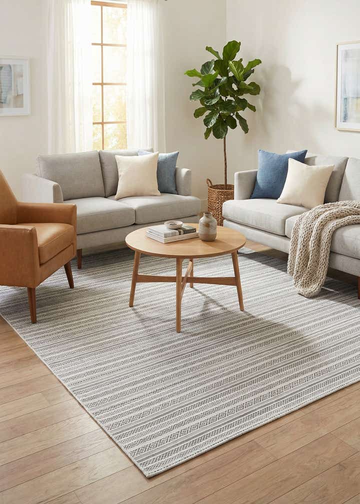 7' 10 x 11' Easy-Clean Striped Indoor / Outdoor Rug