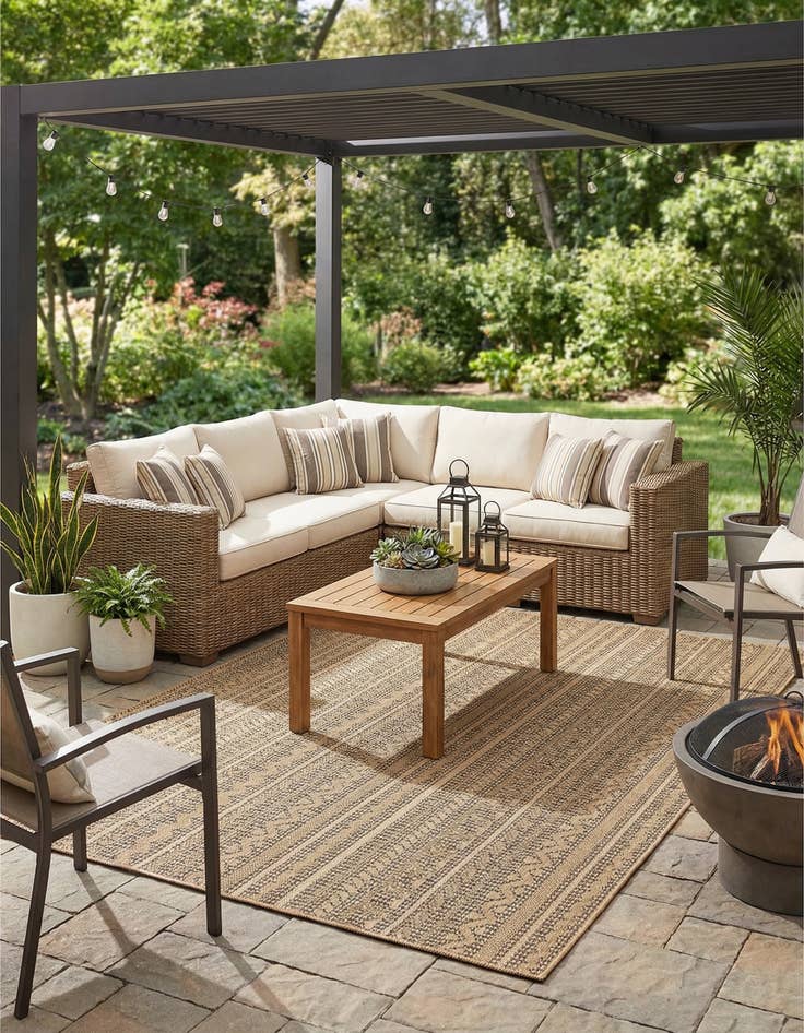 Detail image of 8' x 11' 4  Washable Modern Indoor / Outdoor Rug