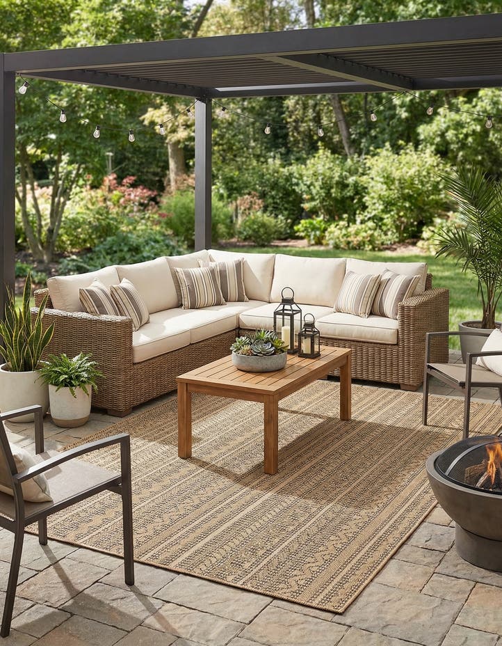 8' x 11' 4 Easy-Clean Modern Indoor / Outdoor...
