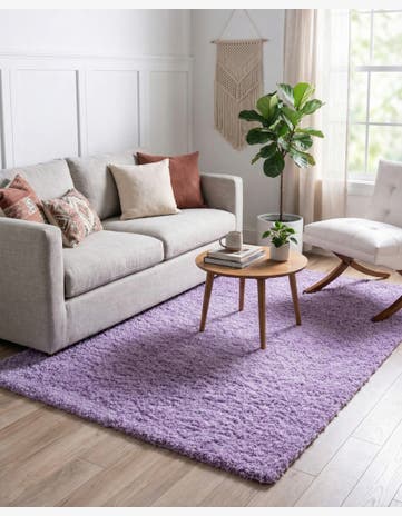 Lilac Solid Shag Rug