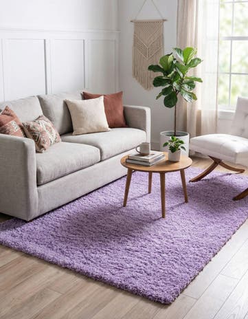 Lilac Solid Shag Rug