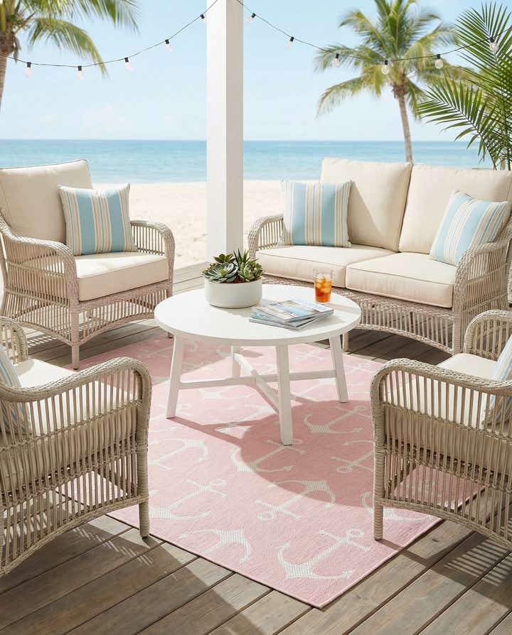 7' 10 x 7' 10 Easy-Clean Coastal Indoor / Outdoor Square Rug