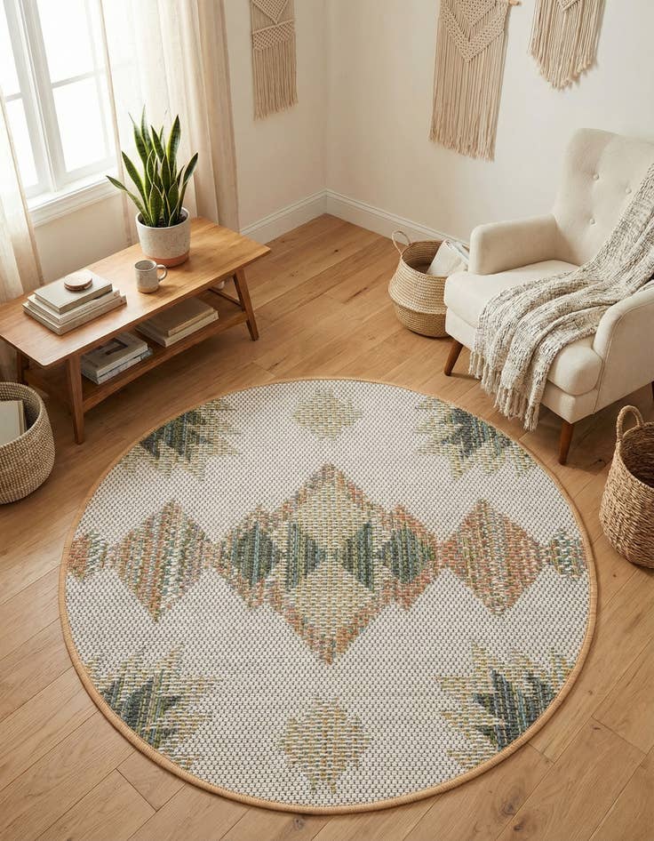 Detail image of  3' 3 x 3' 3  Washable Baja Indoor / Outdoor Round Rug