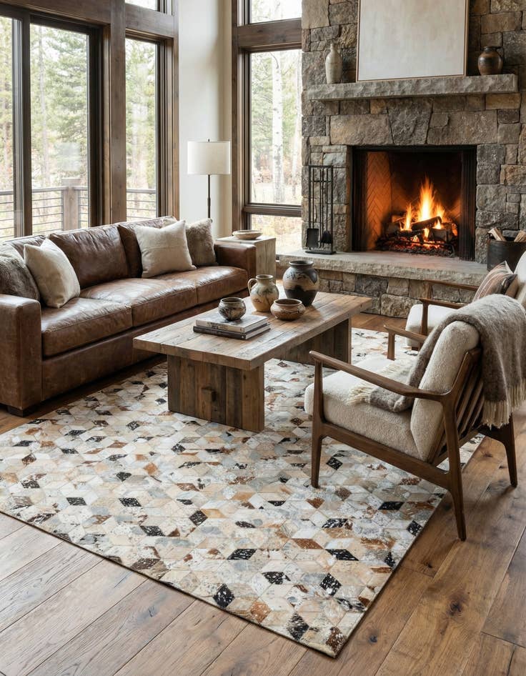 Detail image of 5' x 8' Cowhide Leather Rug