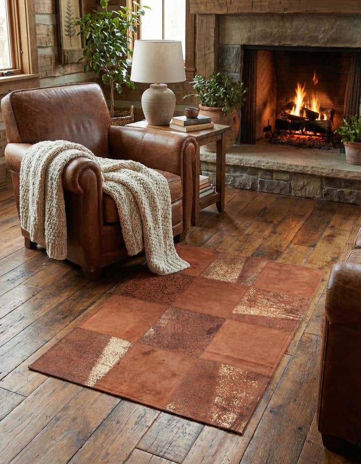 Detail image of 2' 1 x 3' 1 Cowhide Leather Rug