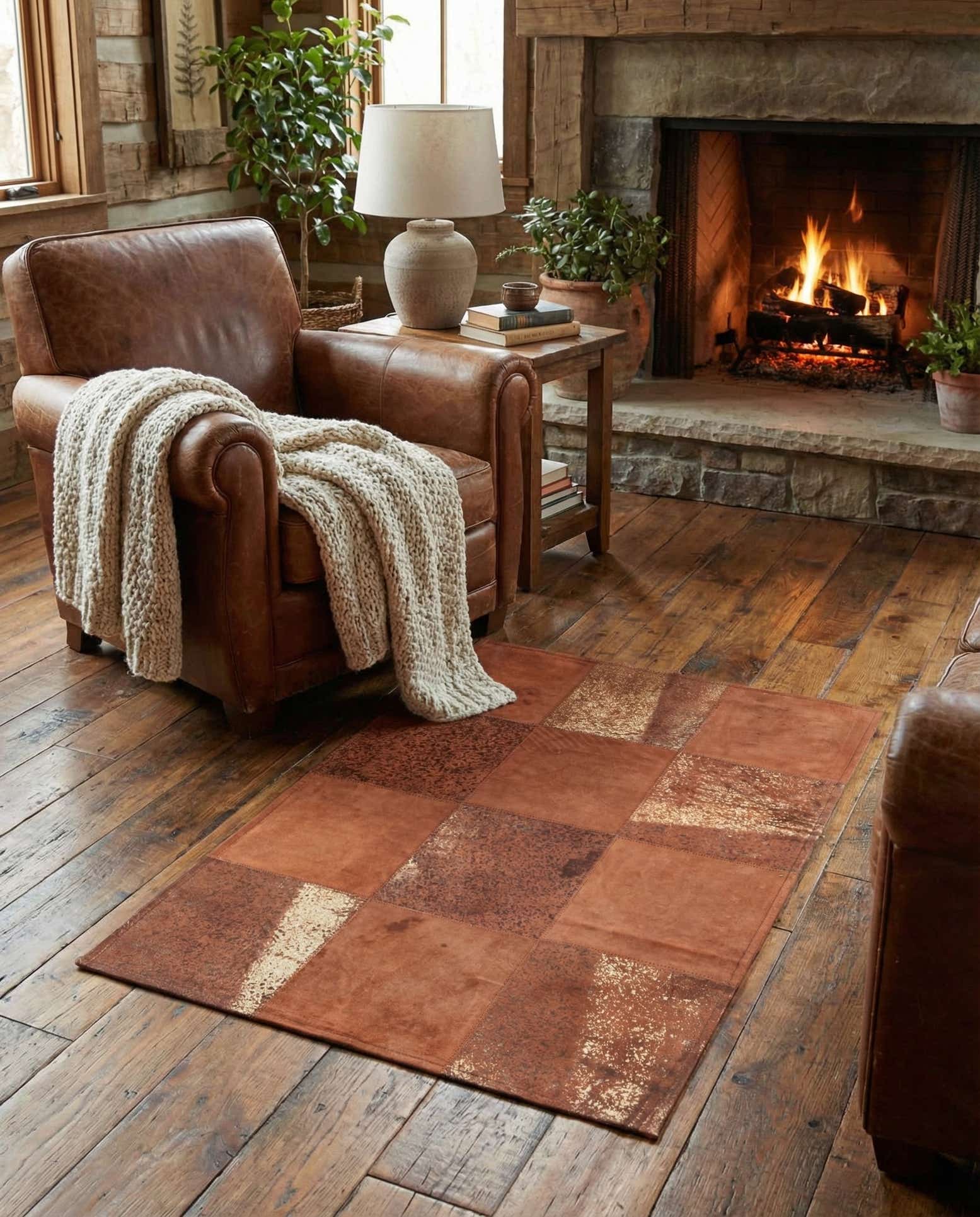 2' 1 x 3' 1 Cowhide Leather Rug
