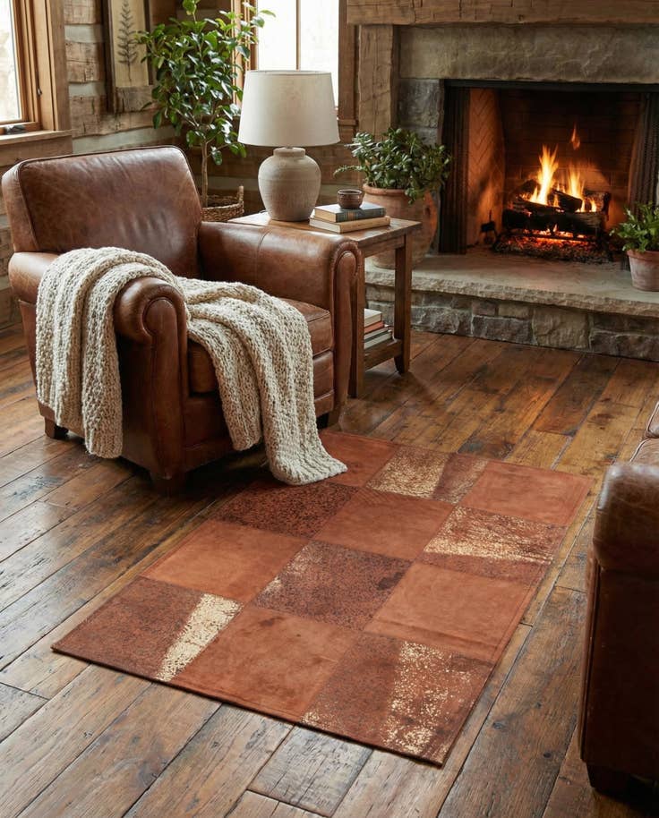 Detail image of 2' 1 x 3' 1 Cowhide Leather Rug