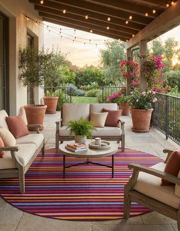 10' x 10' Easy-Clean Ribbon Indoor / Outdoor Round Rug