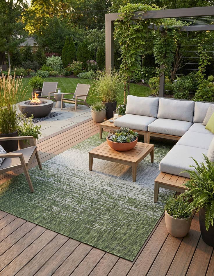 Detail image of 7' 10 x 11'  Washable Modern Indoor / Outdoor Rug