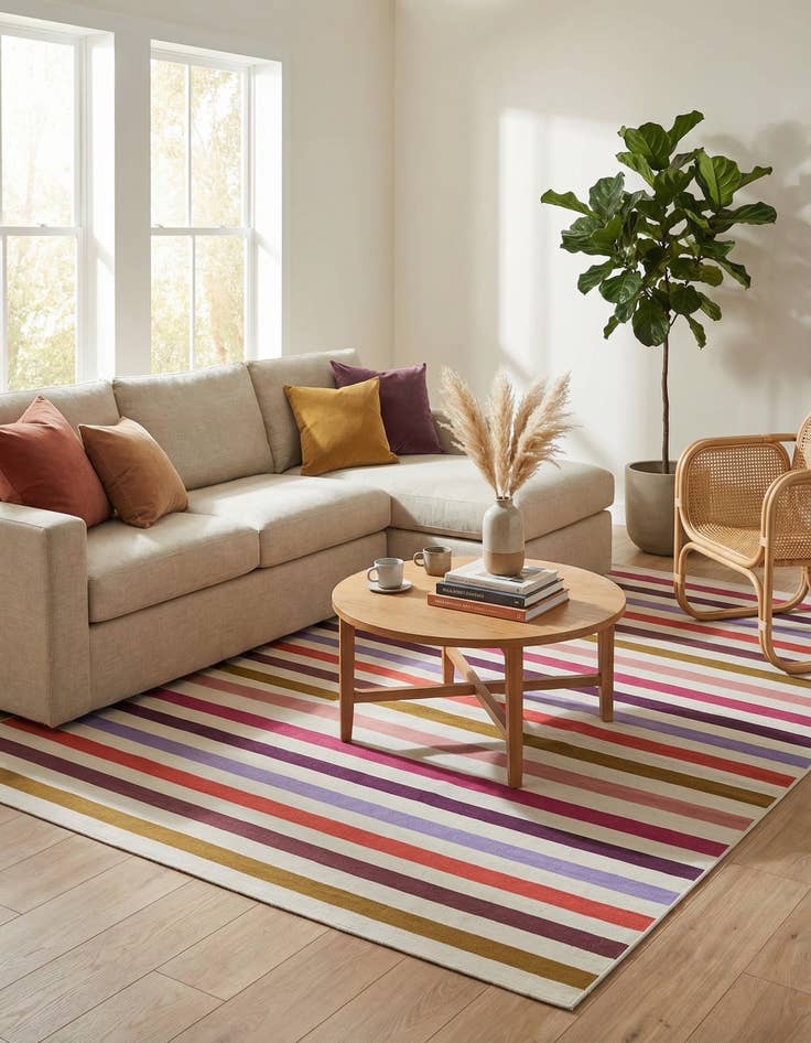 Detail image of 7' 10 x 10' Easy-Clean Striped Indoor / Outdoor Rug