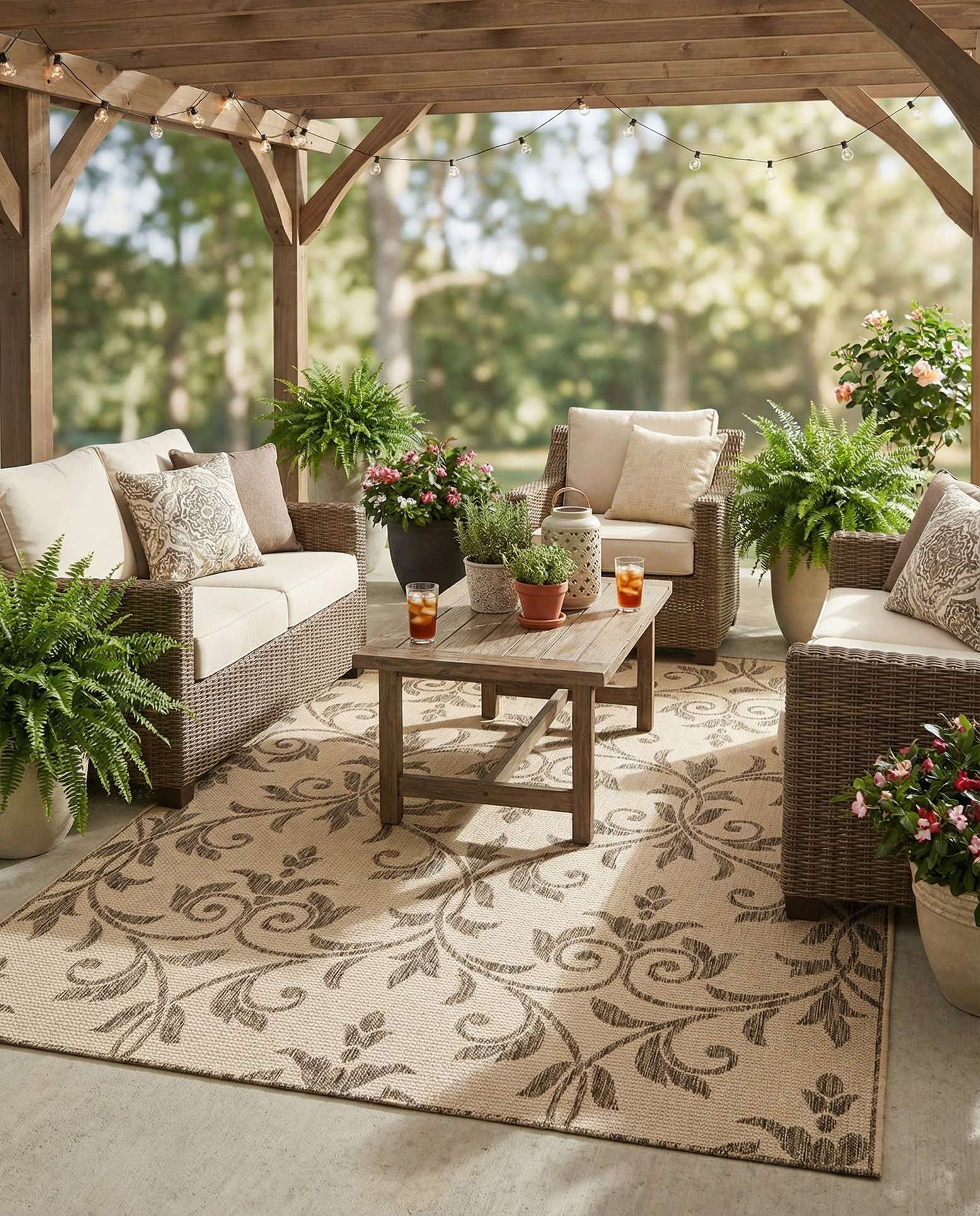 160cm x 245cm Facile à nettoyer Botanical Tapis Intérieur / Extérieur