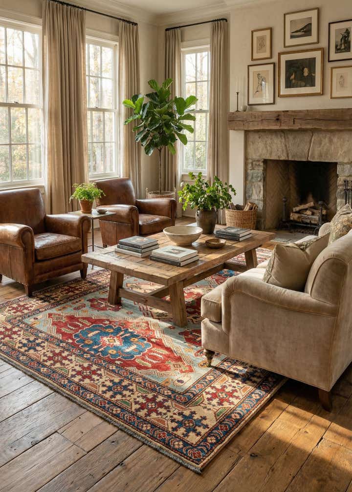 5' 9 x 8' 4 Hand Knotted Kazak Wool Rug