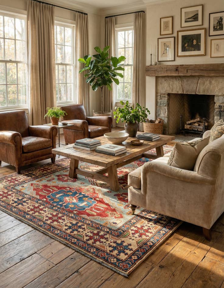 Detail image of 5' 9 x 8' 4 Hand Knotted Kazak Wool Rug