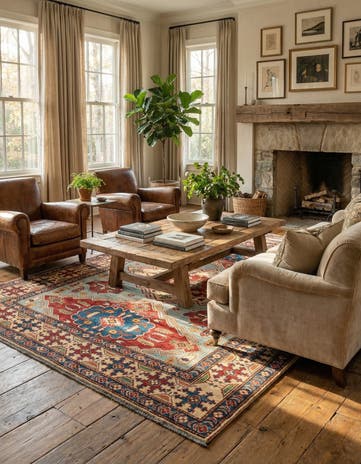 5' 9 x 8' 4 Hand Knotted Kazak Wool Rug