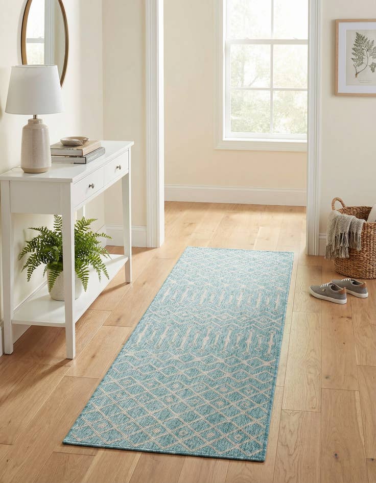 Detail image of 2' x 8'  Washable Trellis Indoor / Outdoor Runner Rug