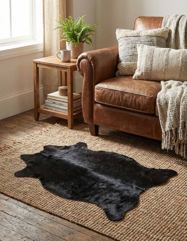 Detail image of 1' 8 x 2' 6 Cowhide Leather Rug