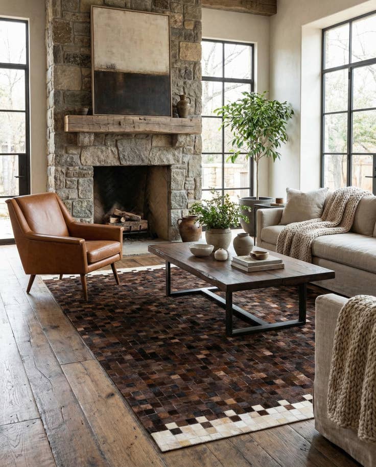 Detail image of 5' x 7' 11 Cowhide Stocks Rug