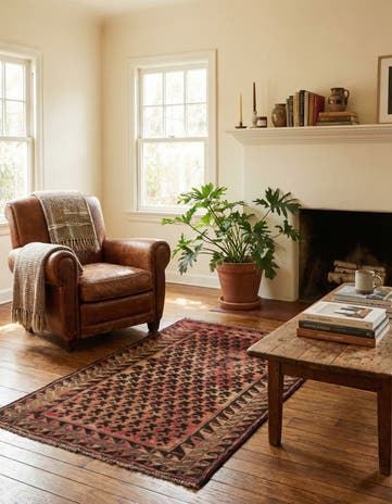 2' 10 x 4' 5 Hand Knotted Hamedan Persian Wool Rug