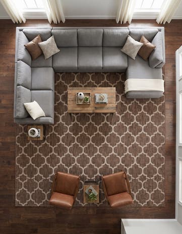 Brown Easy-Clean Lattice Indoor / Outdoor Square Rug