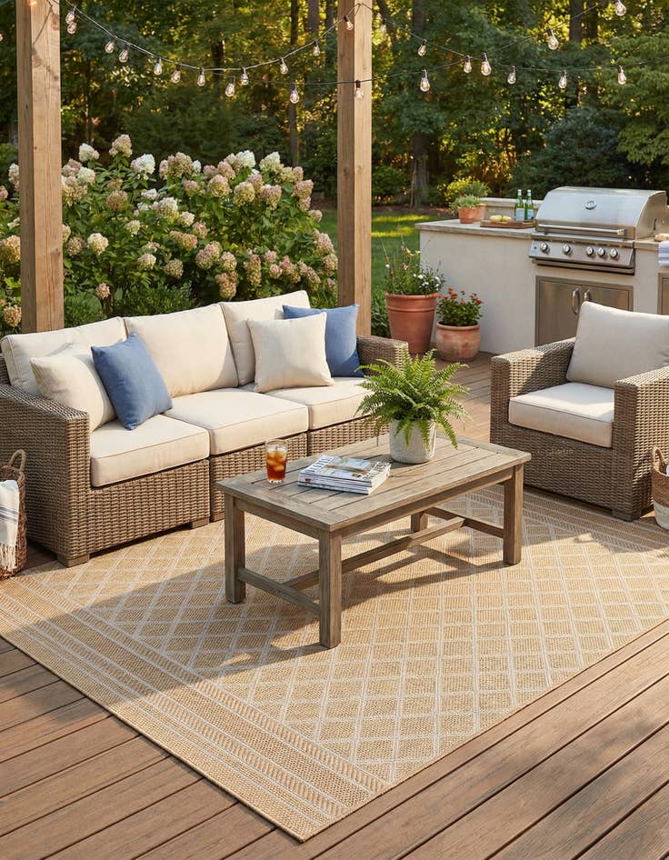 Detail image of 7' 10 x 10'  Washable Trellis Indoor / Outdoor Rug