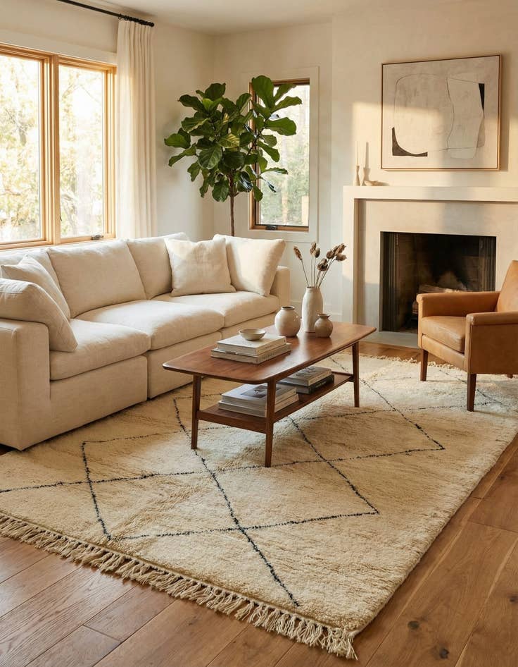 Detail image of 6' 7 x 9' 4  Hand Knotted Moroccan Wool Rug