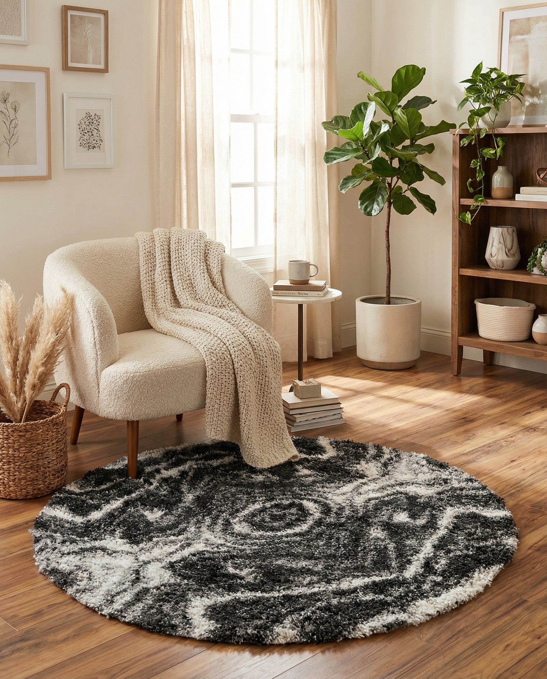  3' 3 x 3' 3 Athena Shag Round Rug