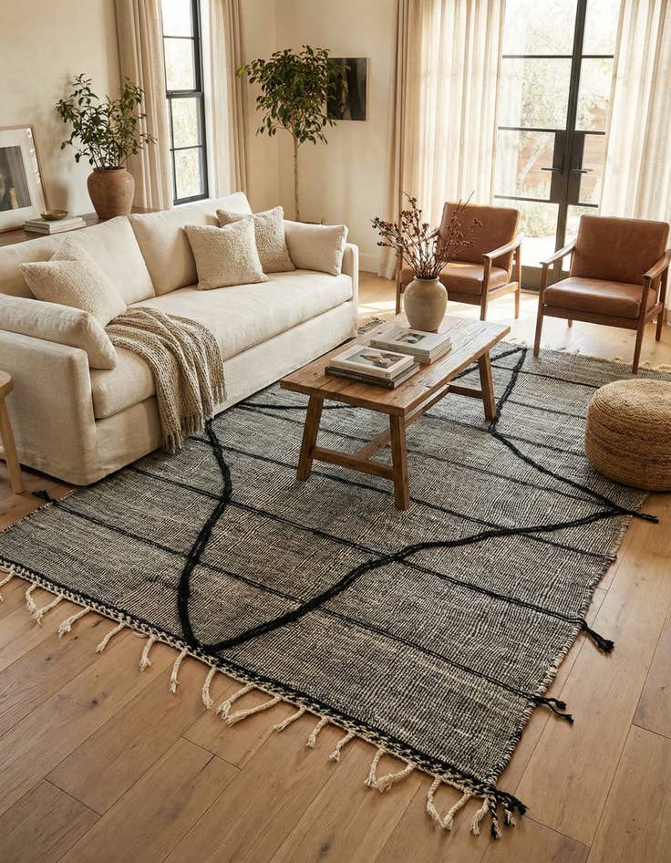 Detail image of 6' 3 x 10' 4  Hand Knotted Moroccan Wool Rug