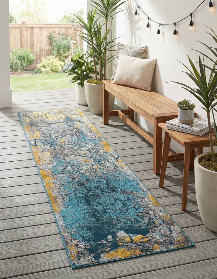 Detail image of 2' x 8'  Washable Modern Indoor / Outdoor Runner Rug