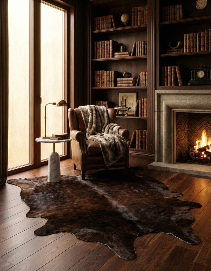 Detail image of 4' 10 x 5' 9 Cowhide Leather Rug