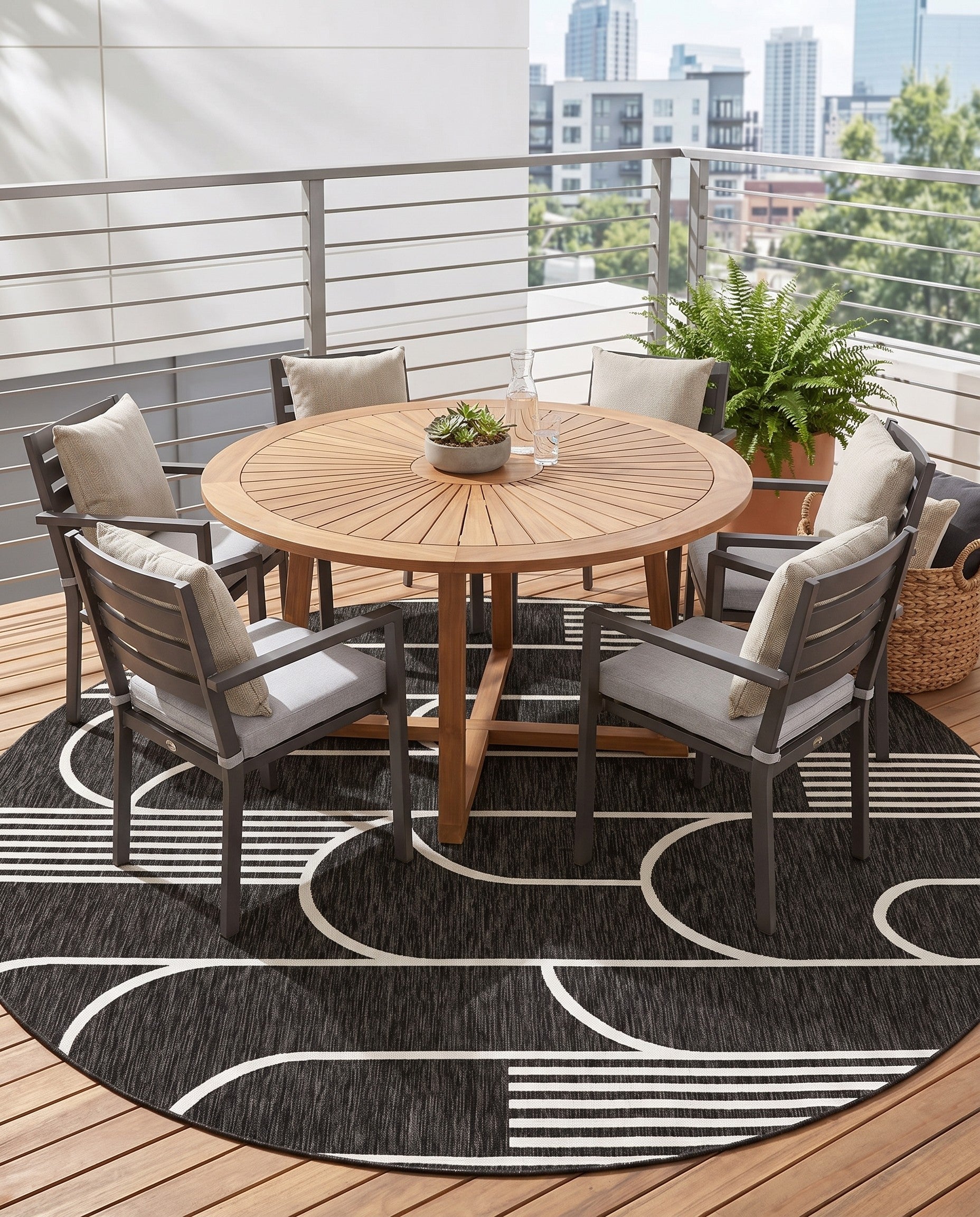 10' x 10' Easy-Clean Modern Indoor / Outdoor Round Rug