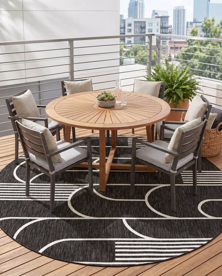 Detail image of 10' x 10' Easy-Clean Modern Indoor / Outdoor Round Rug