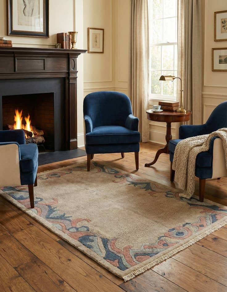 Detail image of  4' x 5' 10  Hand Knotted Nepal Wool Rug