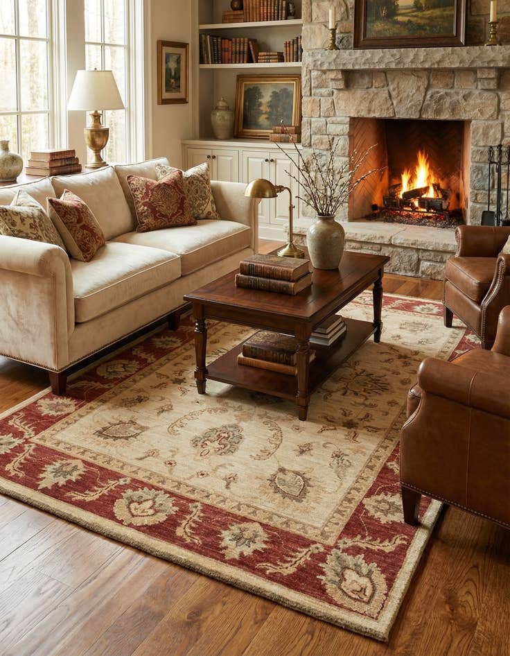 Detail image of 3' 3 x 4' 11  Hand Knotted Peshawar Ziegler Rug