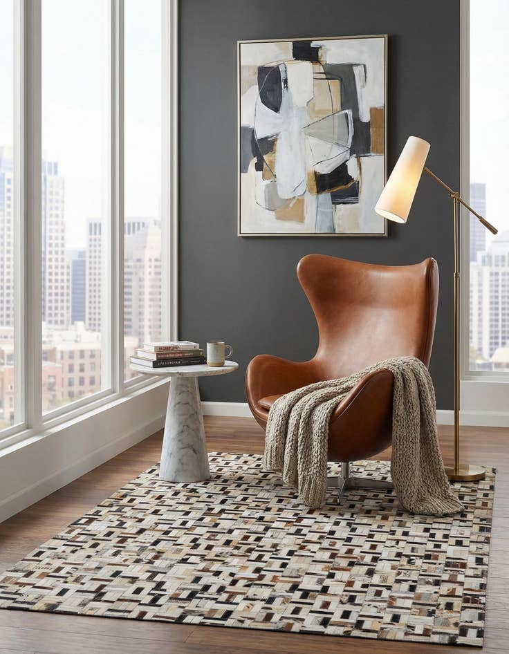 Detail image of 5' 2 x 8' Cowhide Leather Rug