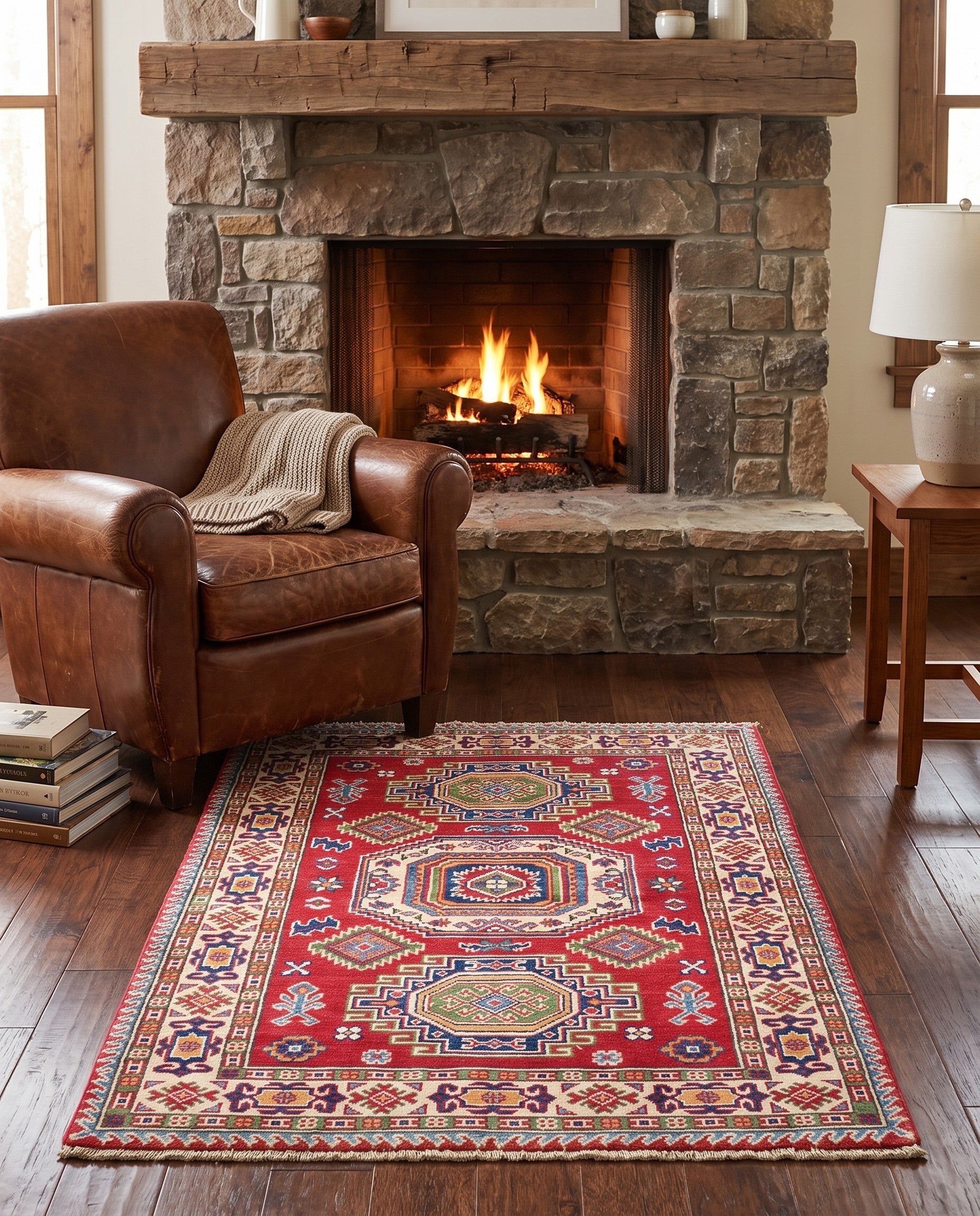 3' 3 x 4' 10 Hand Knotted Kazak Rug