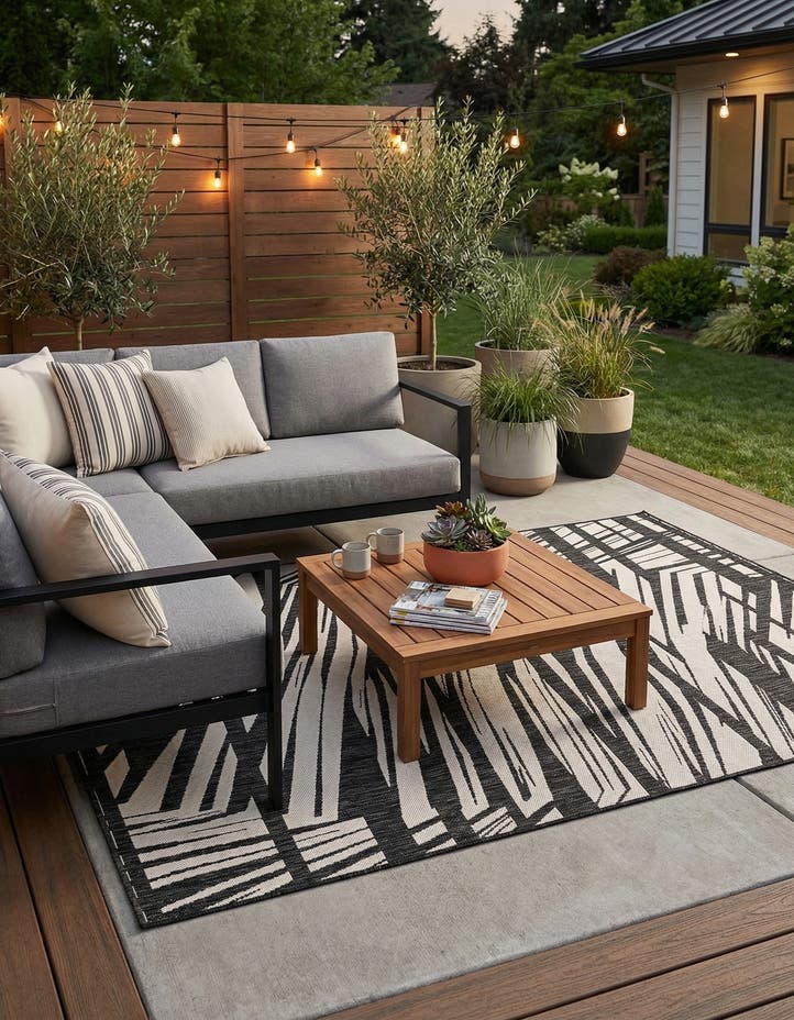 5' 3 x 8' Easy-Clean Modern Indoor / Outdoor...