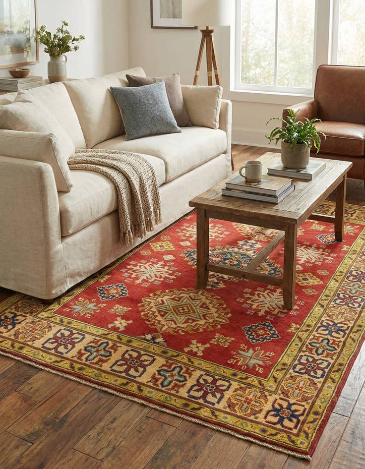 Detail image of 4' 1 x 6'  Hand Knotted Kazak Rug