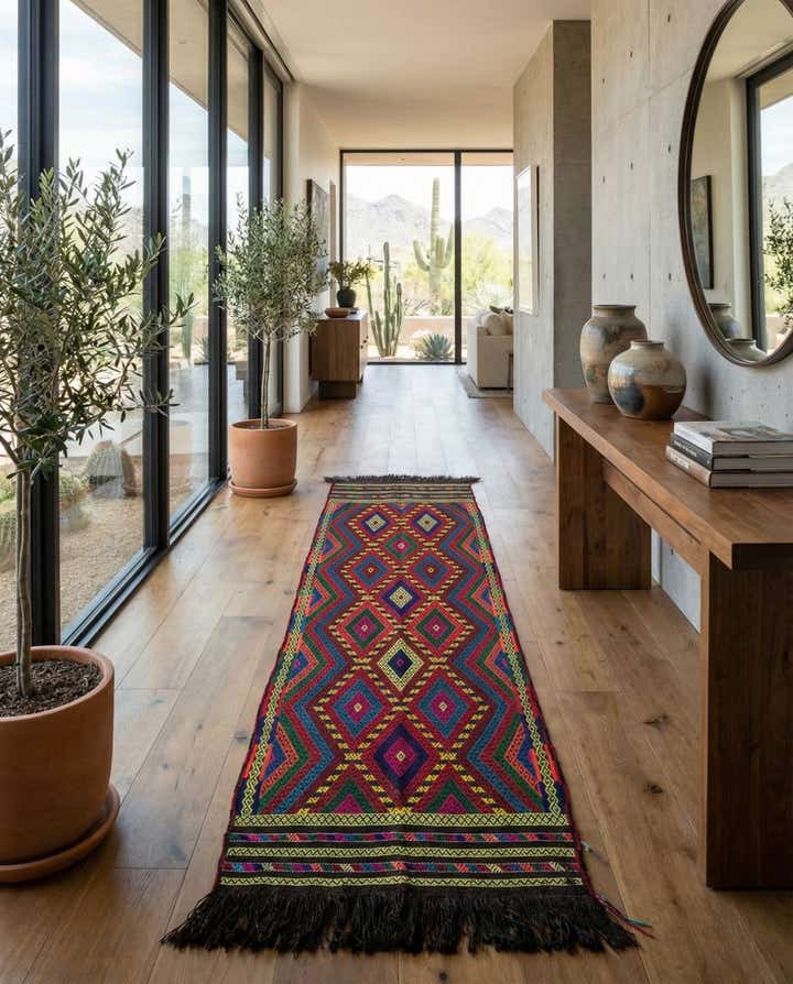 2' 7 x 9' Hand Knotted Kilim Fars Persian Wool Runner Rug