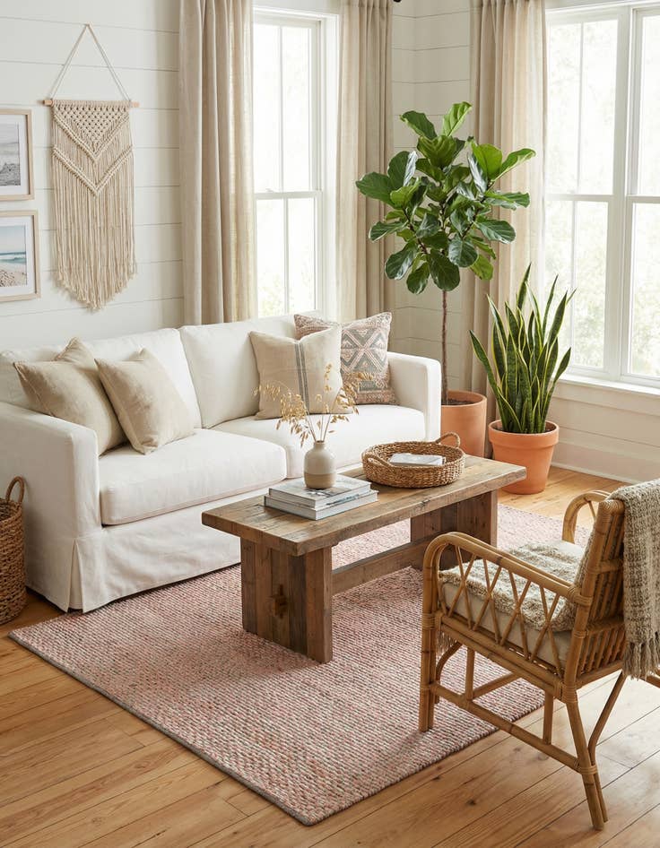 Detail image of  4' 1 x 6' 1  Hand Woven Seaside Pearl Jute Rug