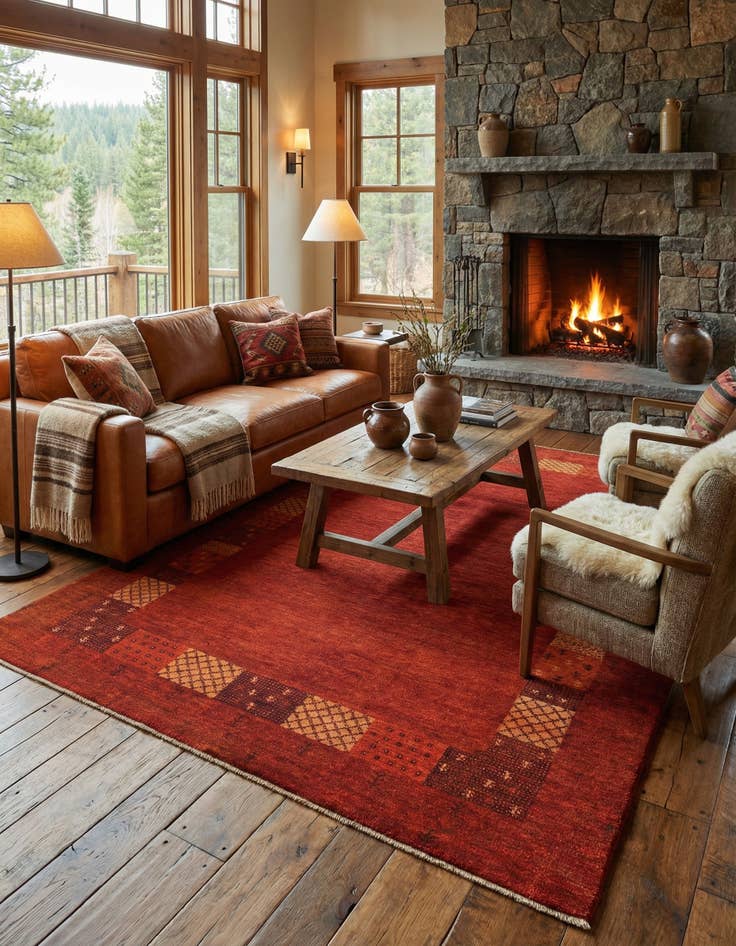 Detail image of  4' 8 x 6' 8 Gabbeh Rug