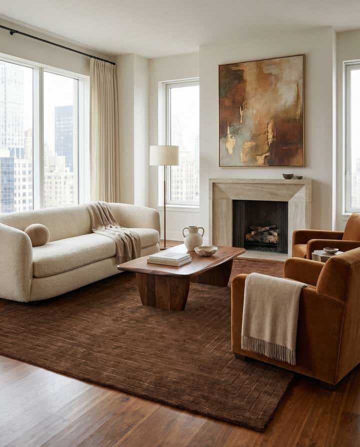 7' 8 x 9' 8 Modern Manshu Wool Rug