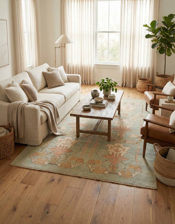 Detail image of 4' 3 x 8' 2  Hand Knotted Oushak Wool Runner Rug