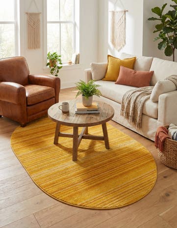 Yellow Gemstone Oval Rug