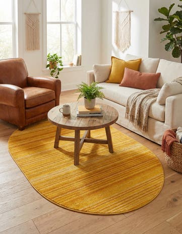 Yellow Gemstone Oval Rug