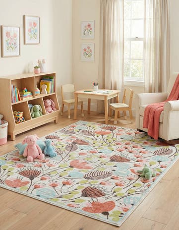 7' 10 x 10' Flowers Whimsy Kids Rug
