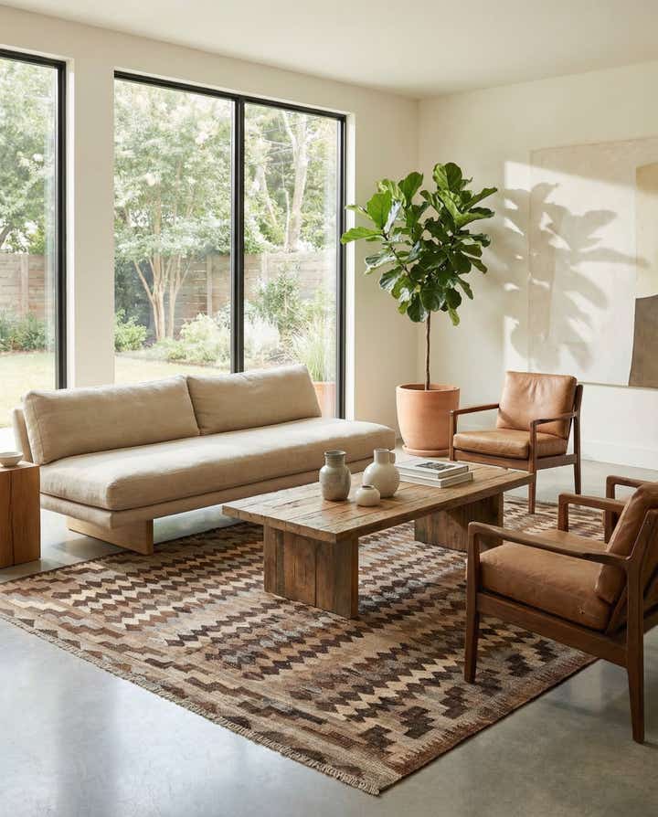 5' 4 x 5' 11 Hand Woven Kilim Maymana Wool Rug