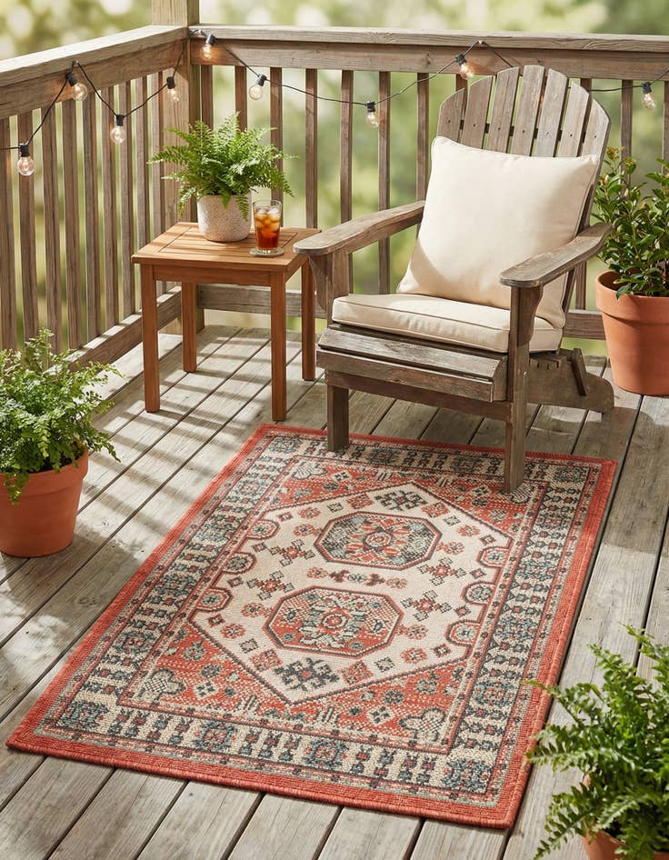 Detail image of  2' x 3'  Washable Traditional Indoor / Outdoor Rug