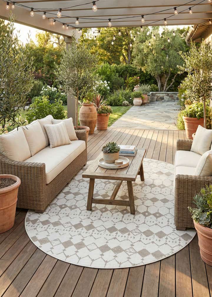 7' 10 x 10' Easy-Clean Lattice Indoor / Outdoor Oval Rug