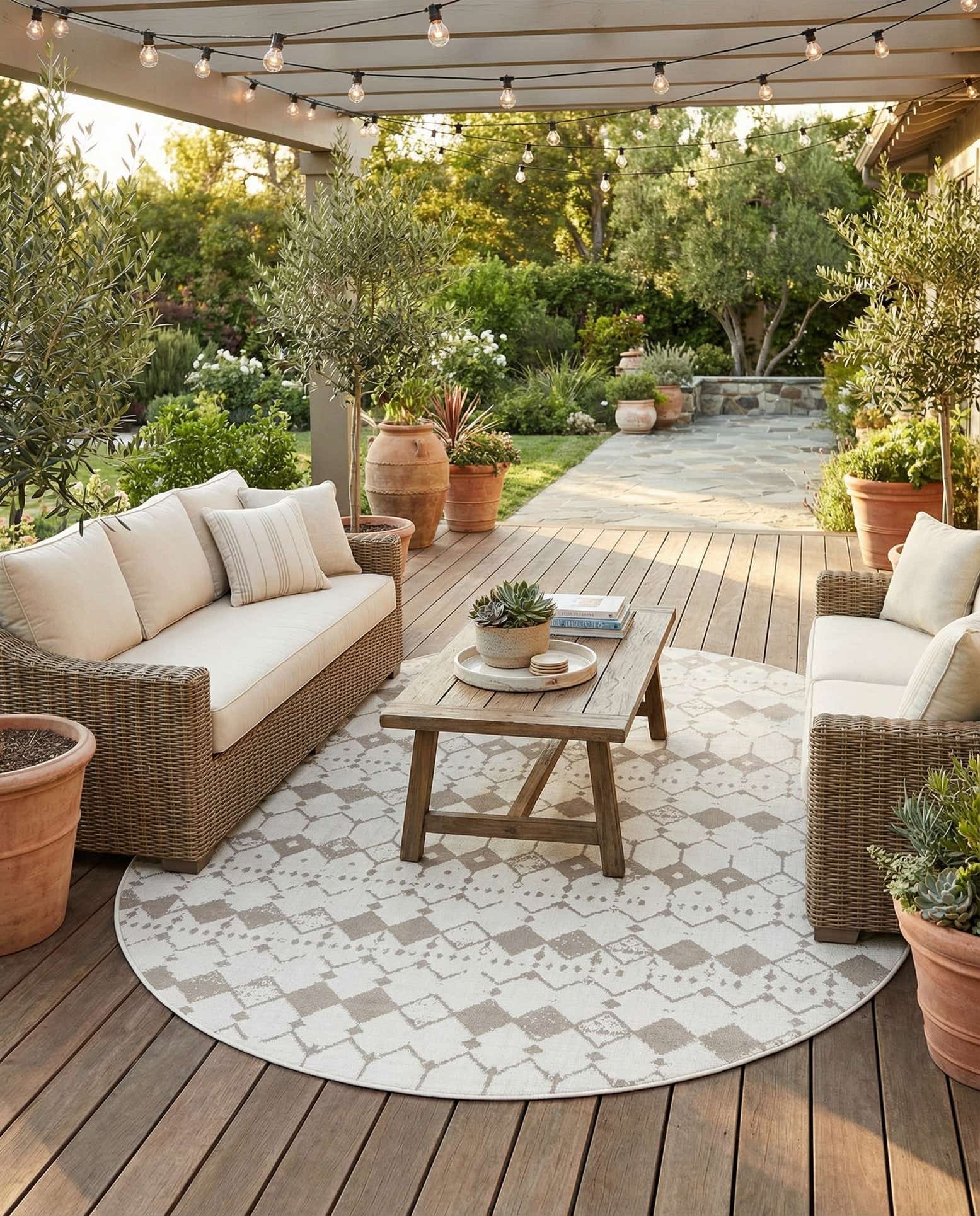 7' 10 x 10' Easy-Clean Lattice Indoor / Outdoor Oval Rug