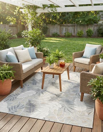 5' 2 x 8' Easy-Clean Botanical Indoor / Outdoor Rug